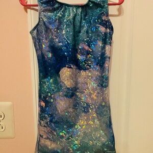 Destira Blue and Silver Shimmer Leotard